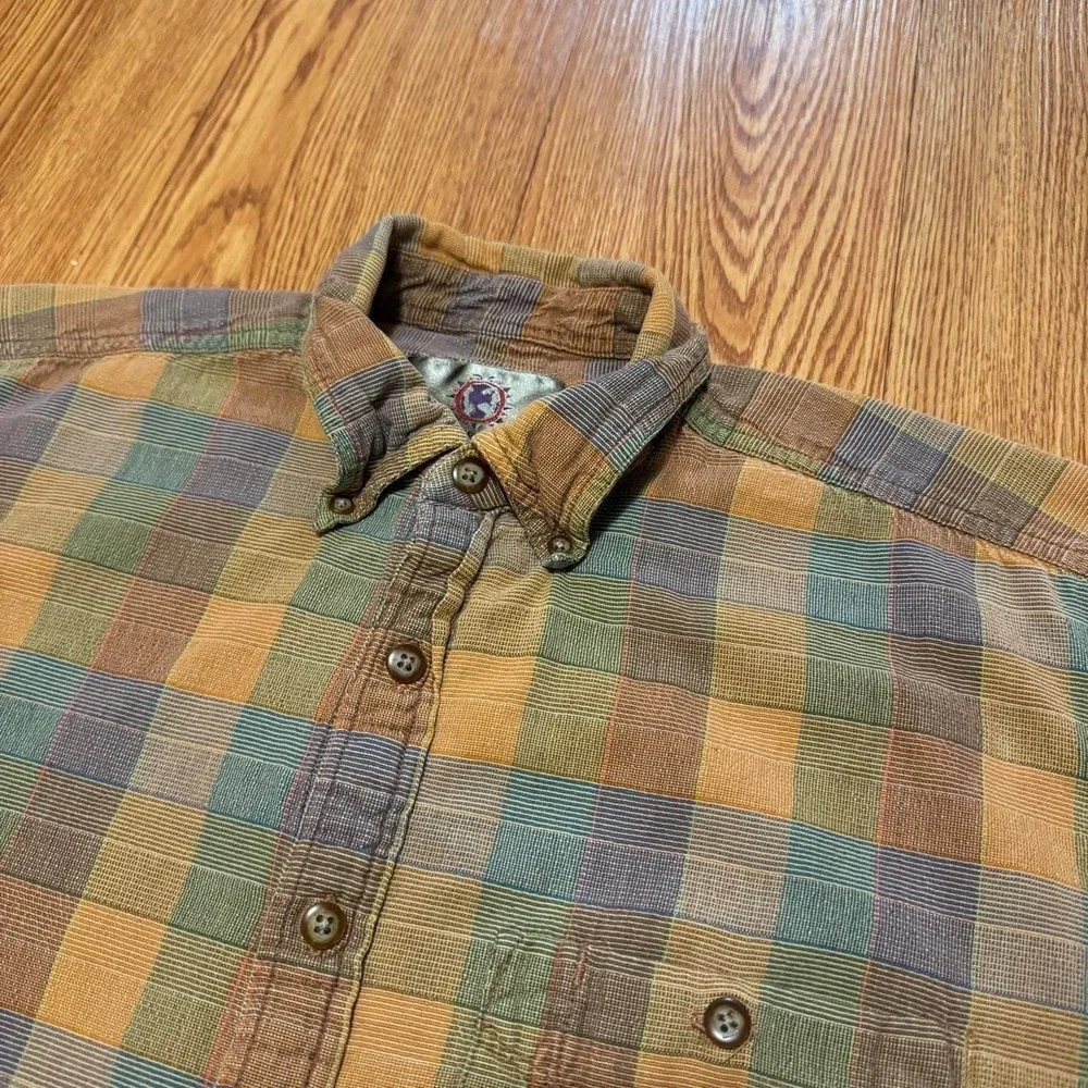 Territory Ahead Men's Button Down Shirt Medium Plaid Orange Country
